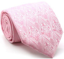 Load image into Gallery viewer, Mens Dads Classic Pink Paisley Pattern Business Casual Necktie & Hanky Set GO-2 - Ferrecci USA