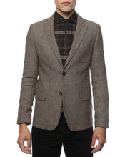 Load image into Gallery viewer, The Hardy Brown Herringbone Super Slim Fit Mens Blazer - Ferrecci USA