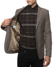 Load image into Gallery viewer, The Hardy Brown Herringbone Super Slim Fit Mens Blazer - Ferrecci USA
