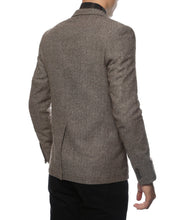 Load image into Gallery viewer, The Hardy Brown Herringbone Super Slim Fit Mens Blazer - Ferrecci USA