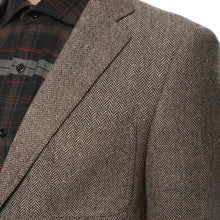 Load image into Gallery viewer, The Hardy Brown Herringbone Super Slim Fit Mens Blazer - Ferrecci USA