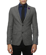 Load image into Gallery viewer, The Hardy Grey Herringbone Super Slim Fit Mens Blazer - Ferrecci USA