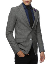 Load image into Gallery viewer, The Hardy Grey Herringbone Super Slim Fit Mens Blazer - Ferrecci USA