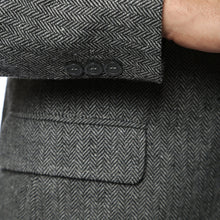Load image into Gallery viewer, The Hardy Grey Herringbone Super Slim Fit Mens Blazer - Ferrecci USA