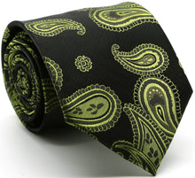 Load image into Gallery viewer, Mens Dads Classic Green Paisley Pattern Business Casual Necktie & Hanky Set HO-3 - Ferrecci USA