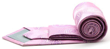 Load image into Gallery viewer, Mens Dads Classic Pink Paisley Pattern Business Casual Necktie & Hanky Set HO-7 - Ferrecci USA