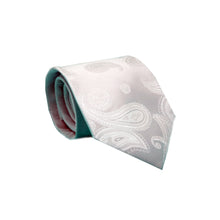 Load image into Gallery viewer, Mens Dads Classic White Paisley Pattern Business Casual Necktie & Hanky Set HO-8 - Ferrecci USA