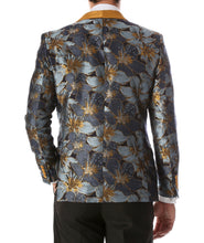 Load image into Gallery viewer, Men's Blue Hugo Floral Modern Fit Shawl Collar Tuxedo Blazer - Ferrecci USA