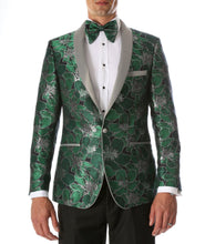 Load image into Gallery viewer, Men's Hugo Green Floral Modern Fit Shawl Collar Tuxedo Blazer - Ferrecci USA