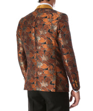 Load image into Gallery viewer, Men's Hugo Rust Floral Modern Fit Shawl Collar Tuxedo Blazer - Ferrecci USA