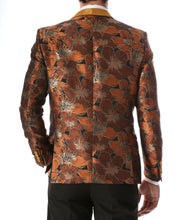 Load image into Gallery viewer, Men's Hugo Rust Floral Modern Fit Shawl Collar Tuxedo Blazer - Ferrecci USA