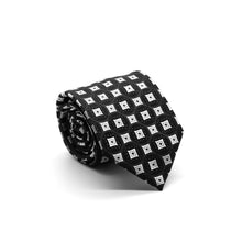 Load image into Gallery viewer, Mens Dads Classic Black Geometric Pattern Business Casual Necktie & Hanky Set I-1 - Ferrecci USA