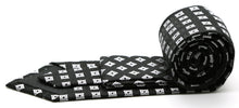 Load image into Gallery viewer, Mens Dads Classic Black Geometric Pattern Business Casual Necktie & Hanky Set I-1 - Ferrecci USA