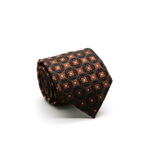 Load image into Gallery viewer, Mens Dads Classic Brown Geometric Pattern Business Casual Necktie & Hanky Set I-2 - Ferrecci USA