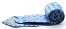 Load image into Gallery viewer, Mens Dads Classic Blue Geometric Pattern Business Casual Necktie & Hanky Set I-5 - Ferrecci USA