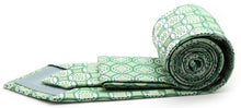 Load image into Gallery viewer, Mens Dads Classic Green Geometric Pattern Business Casual Necktie & Hanky Set I-6 - Ferrecci USA