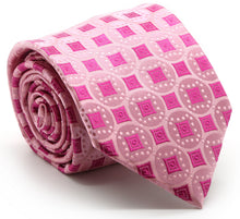 Load image into Gallery viewer, Mens Dads Classic Fuchsia Geometric Pattern Business Casual Necktie & Hanky Set I-7 - Ferrecci USA