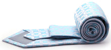 Load image into Gallery viewer, Mens Dads Classic Turquoise Geometric Pattern Business Casual Necktie & Hanky Set I-8 - Ferrecci USA
