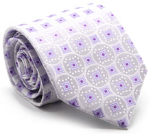 Load image into Gallery viewer, Mens Dads Classic Purple Geometric Pattern Business Casual Necktie & Hanky Set I-9 - Ferrecci USA