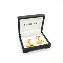 Load image into Gallery viewer, Goldtone Brass Ridgid Cylinder Cuff Links With Jewelry Box - Ferrecci USA