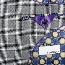 Load image into Gallery viewer, Conrad Skinny Slim Fit Grey 2pc Glen Plaid Peak Lapel Suit - Ferrecci USA