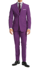 Load image into Gallery viewer, Paul Lorenzo Mens Purple Slim Fit 2 Piece Suit - Ferrecci USA