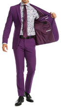 Load image into Gallery viewer, Paul Lorenzo Mens Purple Slim Fit 2 Piece Suit - Ferrecci USA