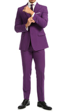 Load image into Gallery viewer, Paul Lorenzo Mens Purple Slim Fit 2 Piece Suit - Ferrecci USA