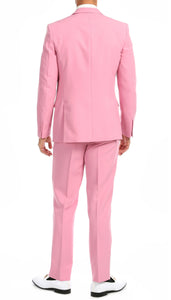 Paul Lorenzo Mens Pink Slim Fit 2 Piece Suit - Ferrecci USA 
