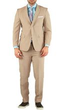 Load image into Gallery viewer, Paul Lorenzo Mens Tan Slim Fit 2 Piece Suit - Ferrecci USA