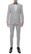 Load image into Gallery viewer, Premium Comfort Cotton Slim Black Seersucker 2 Piece Suit - Ferrecci USA