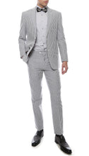 Load image into Gallery viewer, Premium Comfort Cotton Slim Black Seersucker 2 Piece Suit - Ferrecci USA