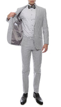 Load image into Gallery viewer, Premium Comfort Cotton Slim Black Seersucker 2 Piece Suit - Ferrecci USA