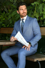 Load image into Gallery viewer, Detroit Blue Birdseye Peak Lapel 2 Piece  Slim Fit Suit - Ferrecci USA