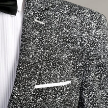 Load image into Gallery viewer, Men's Chicago Slim Fit Black & White Spotted Notch Lapel Suit - Ferrecci USA