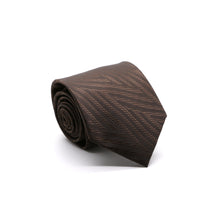Load image into Gallery viewer, Mens Dads Classic Brown Geometric Pattern Business Casual Necktie & Hanky Set IO-2 - Ferrecci USA