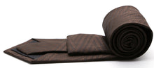 Load image into Gallery viewer, Mens Dads Classic Brown Geometric Pattern Business Casual Necktie & Hanky Set IO-2 - Ferrecci USA