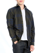 Load image into Gallery viewer, Olive Striped Slim Fit Casual Shirt - Jasper - Ferrecci USA