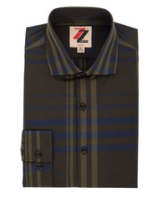 Load image into Gallery viewer, Olive Striped Slim Fit Casual Shirt - Jasper - Ferrecci USA