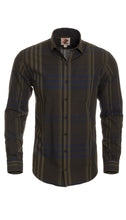 Load image into Gallery viewer, Olive Striped Slim Fit Casual Shirt - Jasper - Ferrecci USA