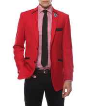 Load image into Gallery viewer, The JerseyBoy Red Black Slim Fit Mens Blazer - Ferrecci USA