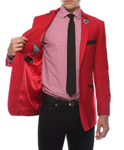 Load image into Gallery viewer, The JerseyBoy Red Black Slim Fit Mens Blazer - Ferrecci USA