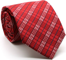 Load image into Gallery viewer, Mens Dads Classic Red Striped Pattern Business Casual Necktie & Hanky Set JO-10 - Ferrecci USA