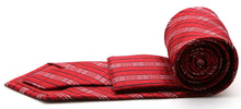 Load image into Gallery viewer, Mens Dads Classic Red Striped Pattern Business Casual Necktie & Hanky Set JO-10 - Ferrecci USA