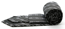 Load image into Gallery viewer, Mens Dads Classic Black Striped Pattern Business Casual Necktie & Hanky Set JO-12 - Ferrecci USA