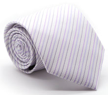 Load image into Gallery viewer, Mens Dads Classic Purple Striped Pattern Business Casual Necktie & Hanky Set JO-6 - Ferrecci USA