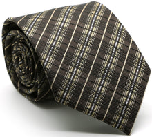 Load image into Gallery viewer, Mens Dads Classic Brown Striped Pattern Business Casual Necktie & Hanky Set JO-9 - Ferrecci USA