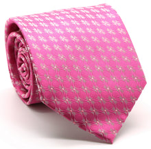 Load image into Gallery viewer, Mens Dads Classic Fuchsia Geometric Pattern Business Casual Necktie & Hanky Set K-4 - Ferrecci USA