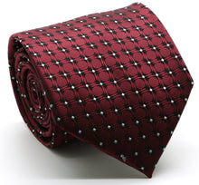 Load image into Gallery viewer, Mens Dads Classic Red Geometric Pattern Business Casual Necktie & Hanky Set K-6 - Ferrecci USA