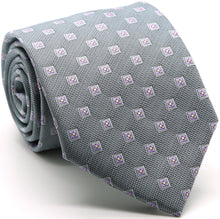Load image into Gallery viewer, Mens Dads Classic Grey Geometric Pattern Business Casual Necktie & Hanky Set KO-5 - Ferrecci USA
